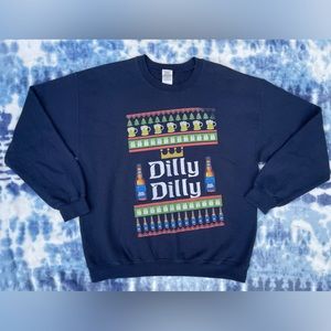Super Cool 90s RARE Dilly Dilly Bud Light “Ugly Christmas Sweater” Shirt Large